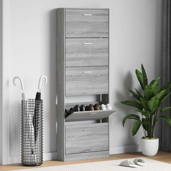 vidaXL Botník Sivý dub sonoma 59x17x169 cm spracované drevo