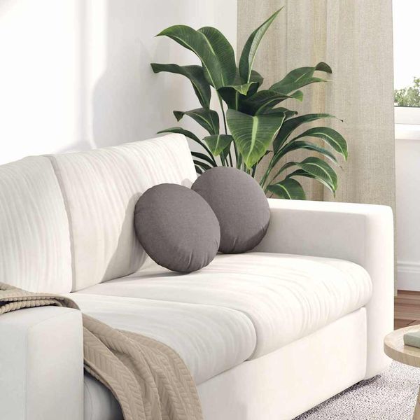 vidaXL Vankúše na sedenie 2 pcs Sivohnedá Ø30 x 13 cm látka
