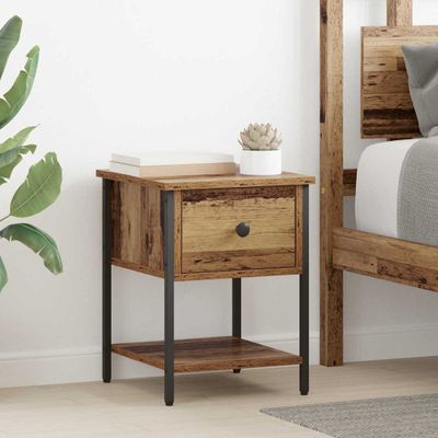 vidaXL Nočný stolík so zásuvkou 2 pcs Staré drevo 34 x 35,5 x 45 cm
