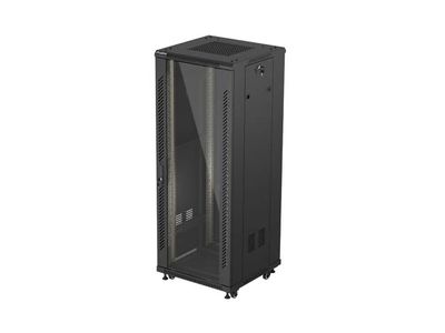 Lanberg 19'' voľne stojúca racková skriňa 32u/600x600 (flat pack) s presklenými dverami čierna