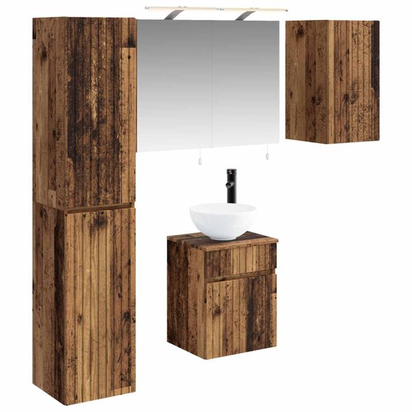 vidaXL Set kabinetov do kúpeľne 5 pcs Staré drevo 40 x 10,5 x 60,5 cm