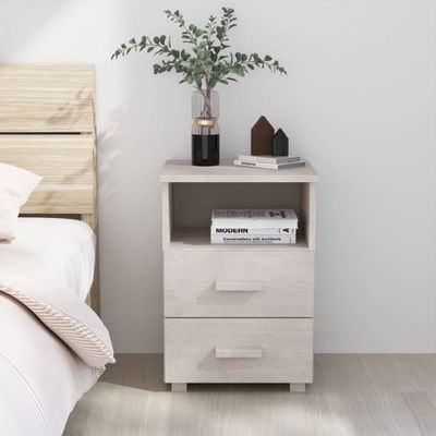 vidaXL Nočný stolík HAMAR, biely 40x35x62 cm, borovicový masív