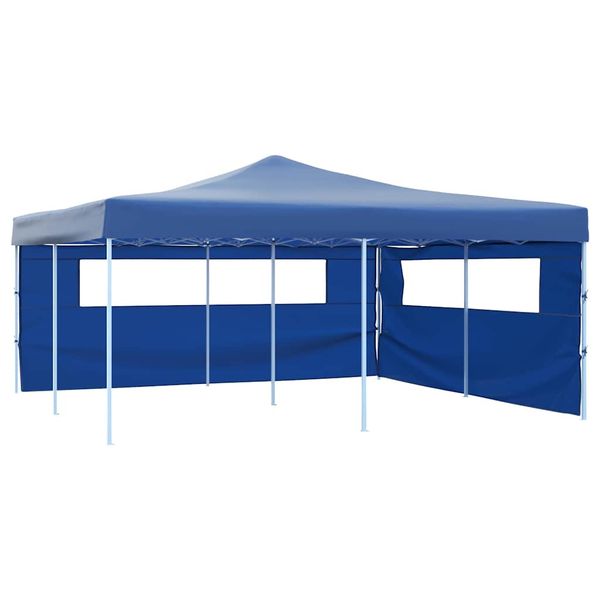 vidaXL Skladací altánok s 2 stenami 5x5 m, modrý