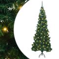 vidaXL Rohový umelý vianočný strom s 300 LED-i Zelená 180 cm PVC a kov