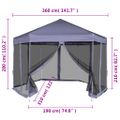 vidaXL Rozkladací záhradný stan so 6 stenami, tmavomodrý 3,6x3,1 m