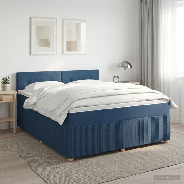 vidaXL Posteľ boxspring s matracom Modrá 140 x 200 cm Látka