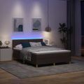vidaXL LED box s pružinami s vankúšom Tmavohnedá 140 x 200 cm látka