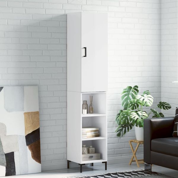 vidaXL Vysoká skrinka biela 34,5x34x180 cm spracované drevo