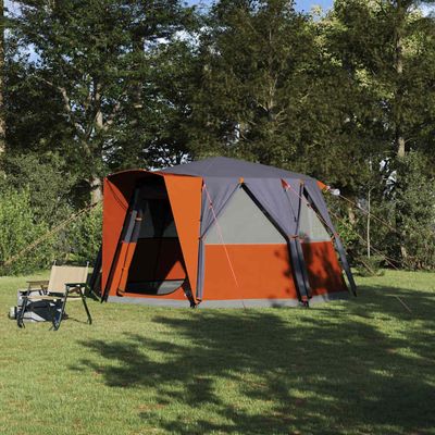 vidaXL Stan pre 6 osôb so strechou Šedá a oranžová 425 x 396 x 222 cm