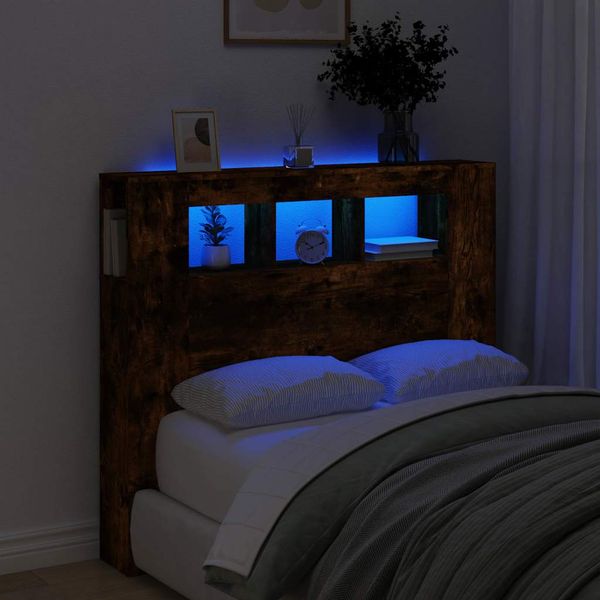 vidaXL Čelo s LED dymový dub 120x18,5x103,5 cm kompozitné drevo