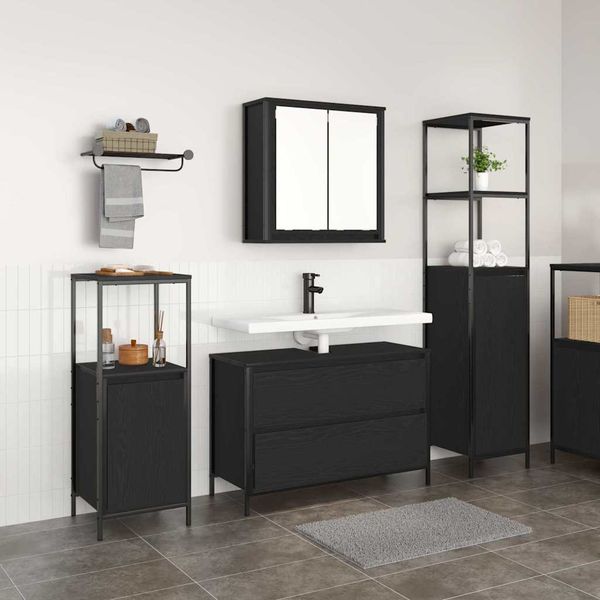 vidaXL Sada kúpeľňového nábytku 3 pcs Čierny dub Kompozitné drevo