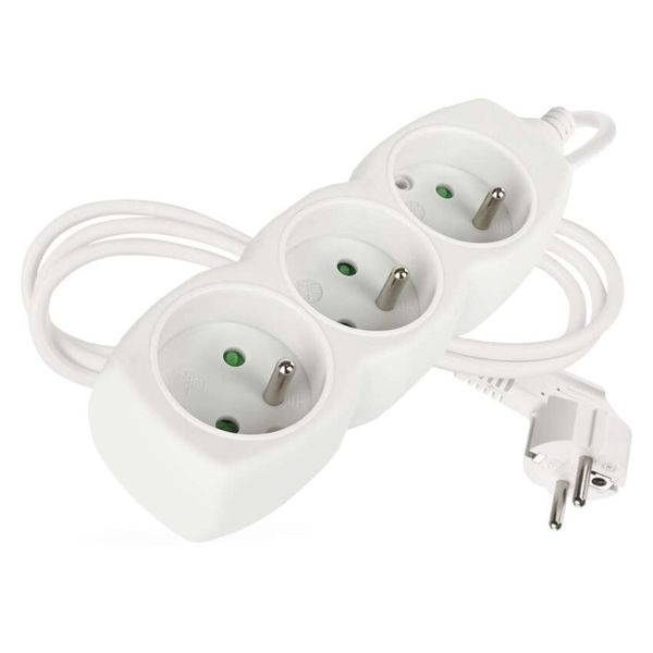 Predlžovací kábel 1,5 m / 3 zásuvky / biely / PVC / 1 mm2