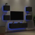vidaXL 6-dielne TV nástenné skrinky s LED čierne kompozitné drevo