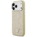 Puzdro Guess Glitter Triangle Logo MagSafe pre iPhone 17 Pro Max zlatá