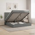 vidaXL Ottoman posteľ s matracom a LED Tmavosivá 140 x 200 cm Látka