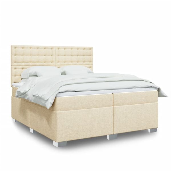 vidaXL Boxspring posteľ s matracom krémová 200x200 cm látka