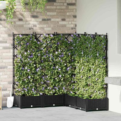 vidaXL Záhradný kvetináč 5 pcs Čierny 120 x 120 x 125,5 cm Plast