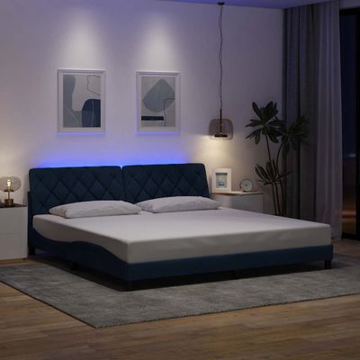 vidaXL Rám postele s LED bez matraca modrá 200x200 cm látka