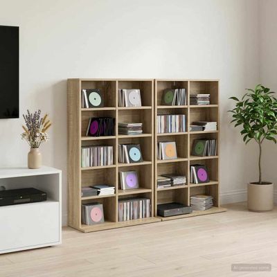 vidaXL CD Skrinka 2 ks Dub sonoma 65 x 23,5 x 97,5 cm Kompozitné drevo