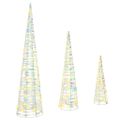 vidaXL Vianočný stromček 3 ks 90 LED Teplá biela 20 x 20 x 80 cm PET