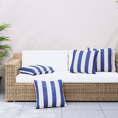 vidaXL Dekoratívne vankúše 4 ks modro-biele pruhované 60x60 cm látka