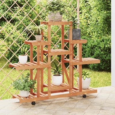 vidaXL Stojan na kvetiny s kolieskami 110x25x101 cm masívna jedľa