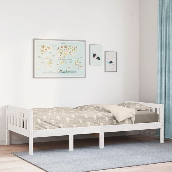 vidaXL Detská posteľ bez matraca, biela 90x190 cm, borovicový masív