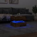 vidaXL Konferenčný stolík s LED svetlami staré drevo 50x50x40 cm