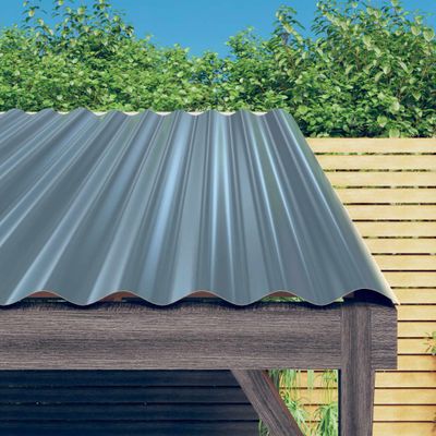vidaXL Strešné panely 36 ks pozinkovaná oceľ sivá 80x36 cm