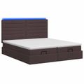 vidaXL Ottoman posteľ s matracom a LED Tmavohnedá 200 x 200 cm Látka