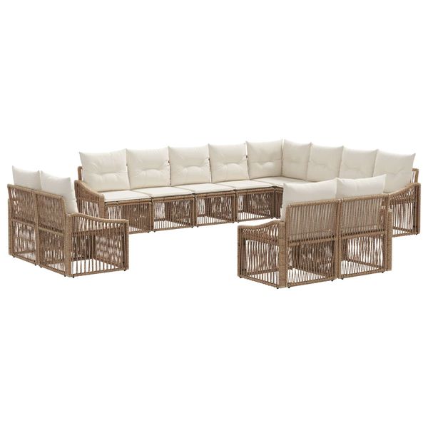 vidaXL Súprava záhradných pohoviek 12 pcs Béžová polyratan