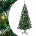 vidaXL Umelý predsvietený vianočný stromček Zelená 180 cm PVC a kov