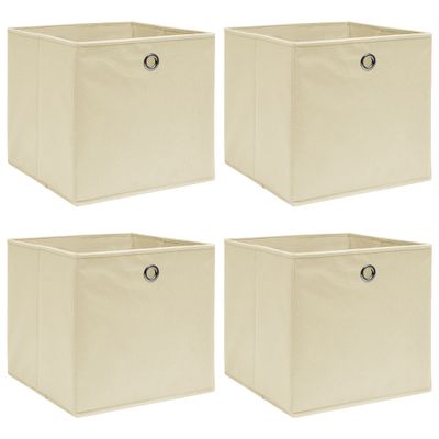 vidaXL Úložné boxy 4 ks, krémové 32x32x32 cm, látka
