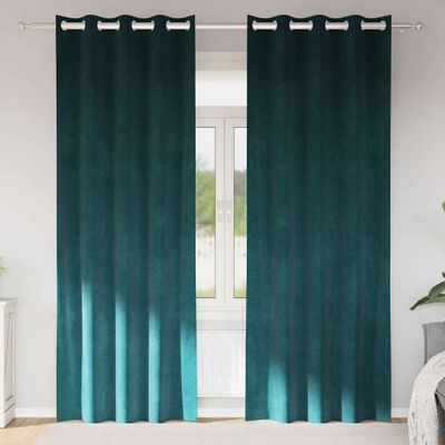 vidaXL Zatemňovacie závesy 2 pcs Tmavozelená 140 x 260 cm Zamat