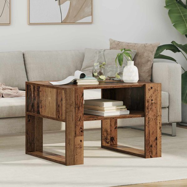 vidaXL Konferenčný stolík Staré drevo 66 x 53 x 45 cm Kompozitné drevo