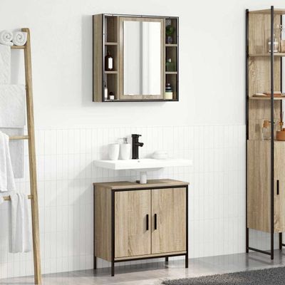 vidaXL Sada kúpeľňového nábytku Nástenný 2 pcs Hnedá Kompozitné drevo