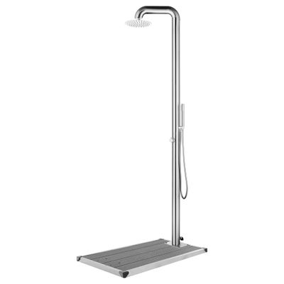 vidaXL Záhradná sprcha so sivým podstavcom 230 cm nehrdzavejúca oceľ
