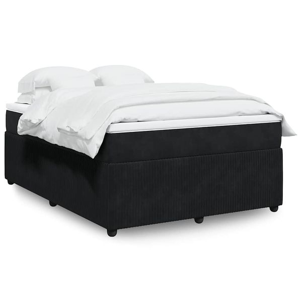 vidaXL Posteľný rám boxspring s matracom čierny 140x190 cm zamat