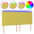 vidaXL Čelo postele s LED zelené 180x5x118/128 cm látka