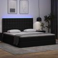 vidaXL Postel s úložným prostorem a LED svetlom Čierna 200 x 200 cm