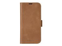 Puzdro s klopou pre mobilný telefón - koža full-grain - bronz - pre Apple iPhone 16 Plus