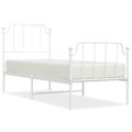 vidaXL Kovový rám postele s predným a zadným čelom biely 80x200 cm