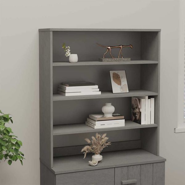 vidaXL Nadstavec na komodu HAMAR, svetlosivý 90x30x100 cm, borovica