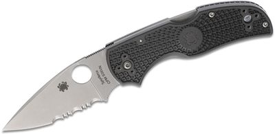 Spyderco C41PSBK5 Native 5 Part. Serrated vreckový nôž 7,6 cm, Satin, čierna, FRN