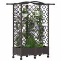 vidaXL Vyvýšený záhon s mriežkou a strechou Hnedá 124 x 40 x 129 cm PP