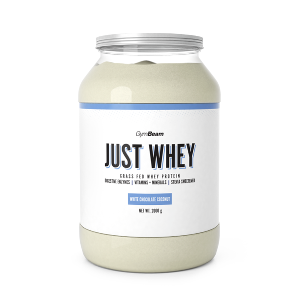 Just Whey Grass-Fed Protein – GymBeam, biela čokoláda kokos, 2000 g