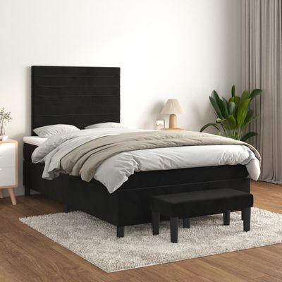 vidaXL Posteľný rám boxspring s matracom čierny 120x200 cm zamat