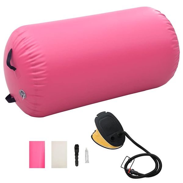 vidaXL Nafukovací gymnastický valec s pumpou 120x90 cm PVC ružový