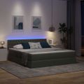 vidaXL LED úložná posteľ s matracom Tmavosivá 160 x 200 cm Látka
