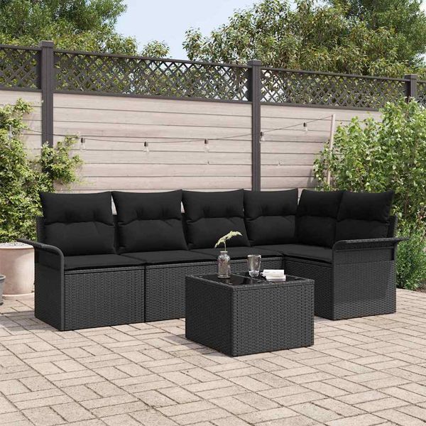 vidaXL Súprava záhradných pohoviek s vankúšom 6 pcs polyratan
